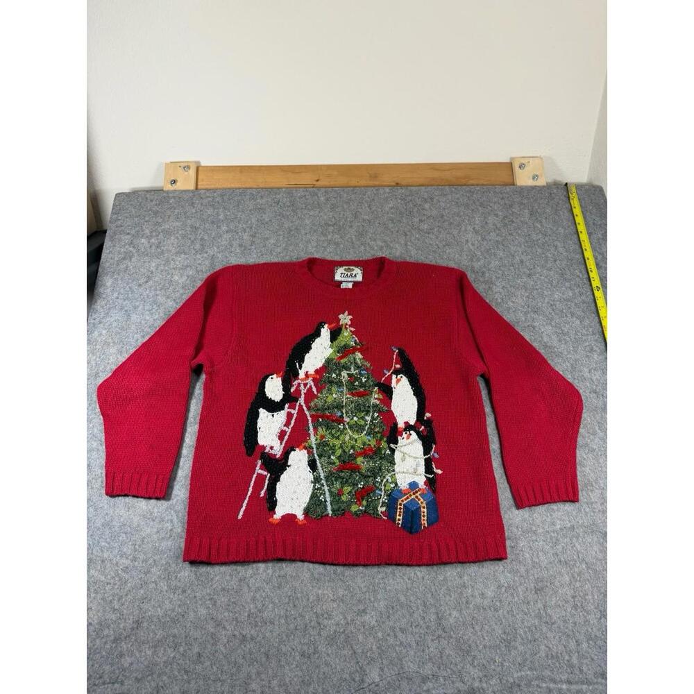 Vintage Tiara International Winter Christmas Sweater Penguins Size Large